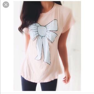 Wildfox pink and blue ribbon bow tee shirt